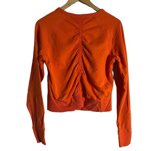 Athleta Women's Sundown Puckered Crewneck Orange Pullover Sweatshirt XS - Picture 10 of 11